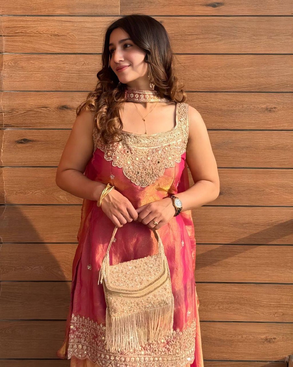 Radiant Flamingo Iridescent Palazzo Set